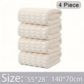 Waffle Bath Towels Set of 4 – Super Absorbent Quick-Dry Coral Fleece Bath Sheets, 280GSM Soft Spa Towels for Adults, 55x28 Inch Large Bath Towel Set