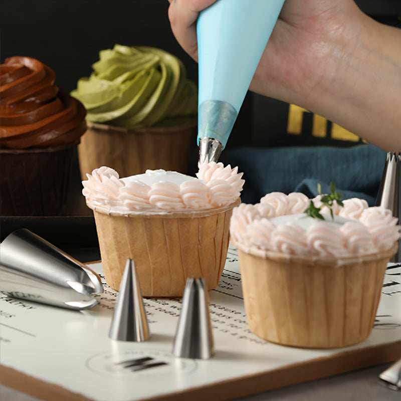 Cake Decorating Kit 236 & 386 Piece Piping Tips Set Stainless Steel Frosting Nozzles with Russian Tips Pastry Bags - Complete Baking Decorating Tools for Beginners