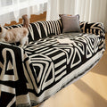 Bohemian Sofa Cover Pet Scratch Resistant Non-Slip Furniture Protector Throw Blanket for Living Room Bedroom – All Season Couch Cover in Black & Gray, 4 Sizes