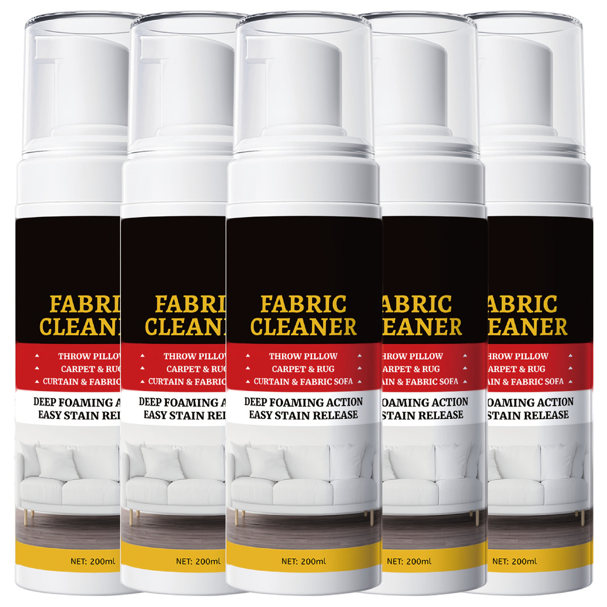 Surfactant Foam Fabric & Upholstery Spot Cleaner 6.76oz – Multi-Surface Stain Remover for Couch, Rug, Clothes, Car Seat, Mattress & Sofa | 1 to 5 Pack