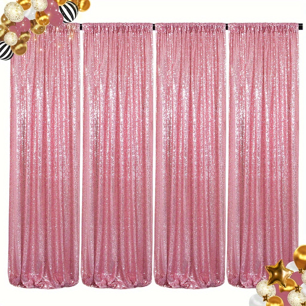 Sequin Curtains Backdrop 4 & 6 Panels 2x8FT - Shimmer Glitter Party Backdrop Curtain for Wedding Birthday Bachelorette Photo Booth, 25 Colors Reusable Event Decoration