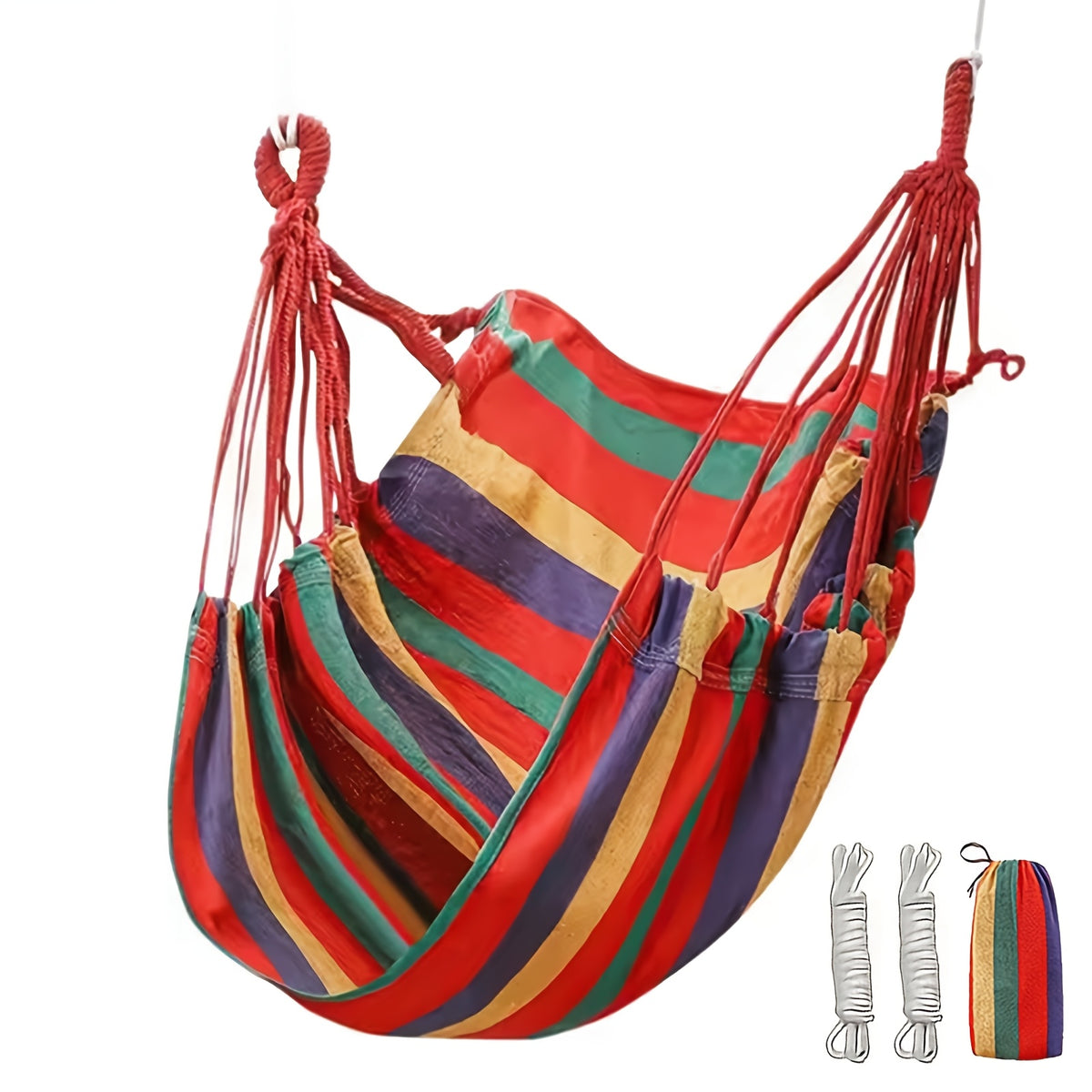 Portable Outdoor Hammock Swing Chair – Sturdy & Comfortable Hanging Chair for Patio, Backyard, Camping & Garden | Blue, Red, Black, White