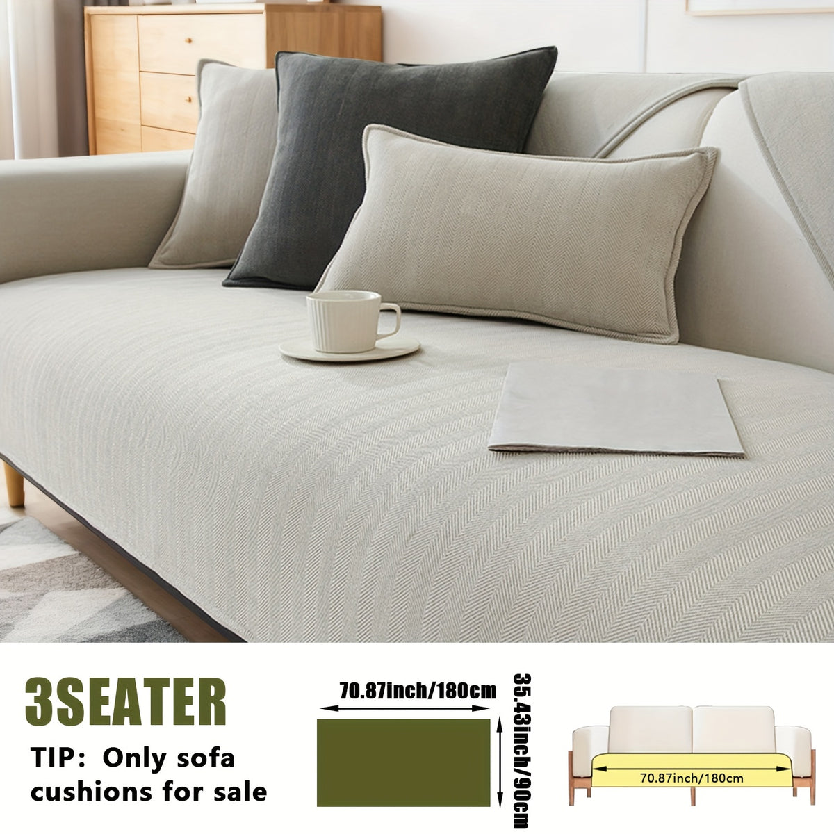 Chenille Ribbed Sofa Cover – Pet-Friendly Non-Slip Stretch Slipcover, Machine Washable Sofa Protector for 2, 3 & 4-Seater and Sectional Sofas, Modern Living Room Couch Cover