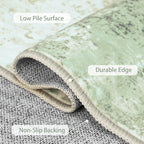 Modern Abstract Area Rug Low Pile Machine Washable Non-Slip for Living Room, Bedroom & Dining – Sage Green, Blue & Dark Grey, 4 Oversized Options