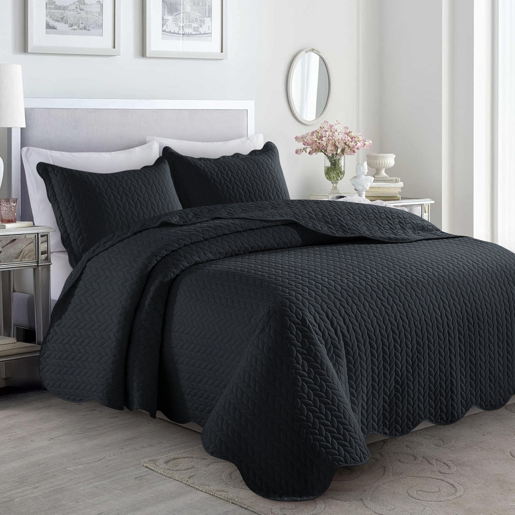 Microfiber Quilt Bedspread Set All Season Lightweight – Soft Breathable Quilted Coverlet Twin Full Queen King 16 Colors Machine Washable