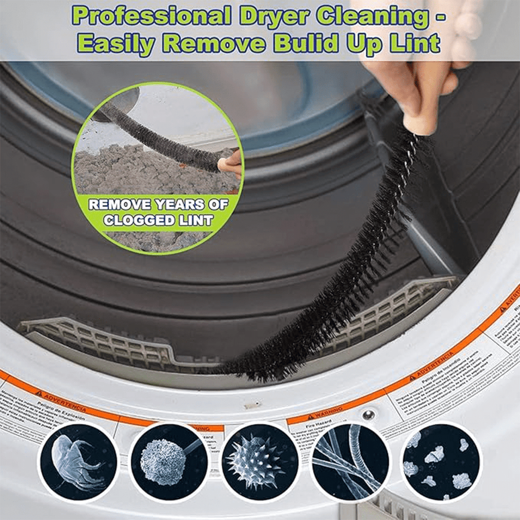 Dryer Vent Cleaning Kit with Flexible Vacuum Hose & Lint Brush Set – Fits Most Vacuums, Removes Lint Buildup Fast, Essential Home Laundry Maintenance Tool for Fire Safety