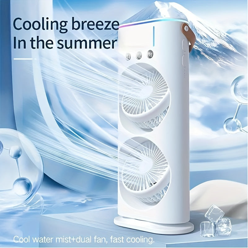 Portable Misting Fan – USB Rechargeable Water-Cooled Fan for Outdoor, Camping, RV, Office & Travel | Button Control | Summer Cooling Essential