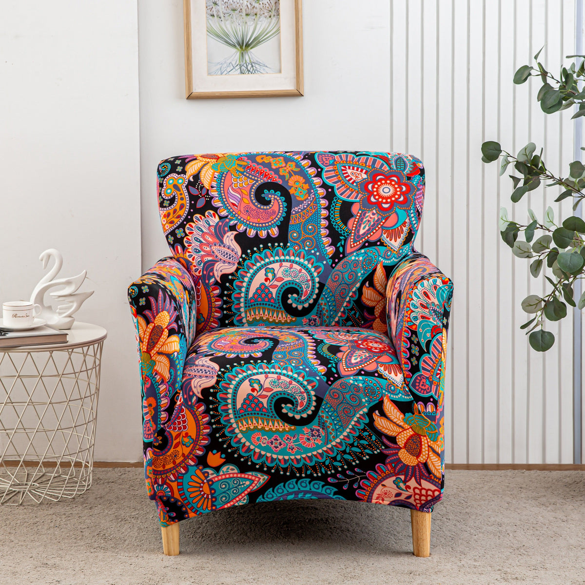 Stretch Armchair Slipcover 1pc - Mid Century Modern Accent Chair Cover with Arms Soft Furniture Protector for Living Room Office Reception Reading Machine Washable