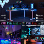 RGB Neon LED Digital Wall Clock 9.7" Large Display with Remote Control – 3D Aesthetic Alarm Clock, Adjustable Brightness, Date & Temperature Display for Bedroom, Living Room, Office, Gym