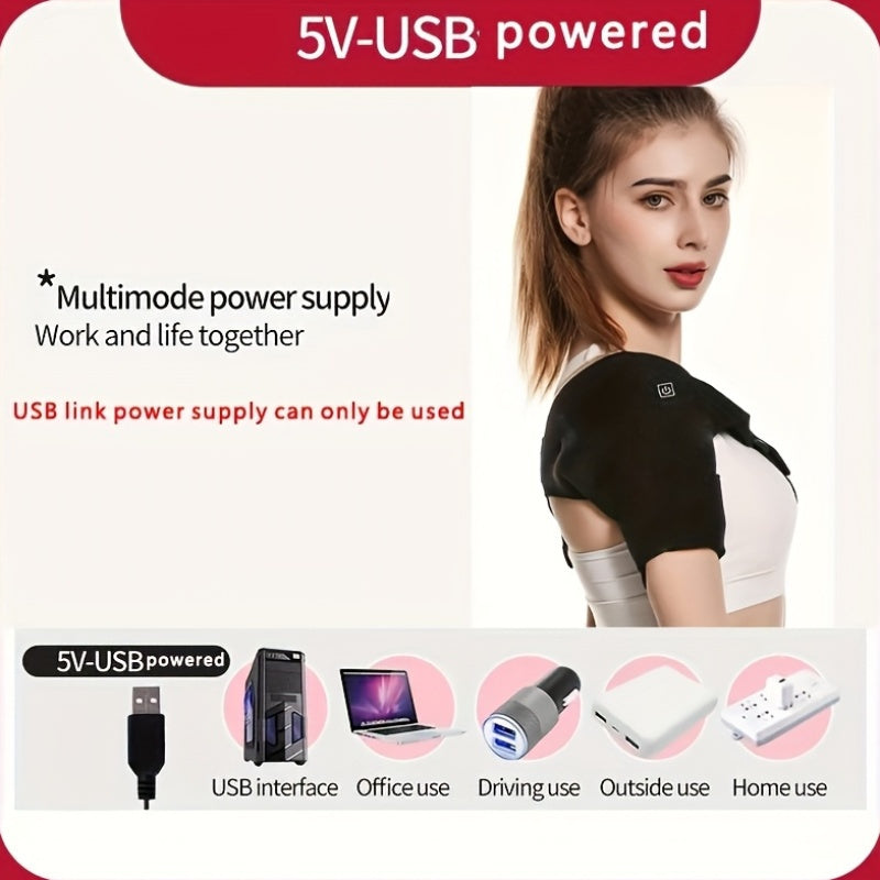 Heated Shoulder Massager with 3 Vibration & Heating Modes, Wireless USB Charging Multifunctional Shoulder Wrap Massager for Pain Relief Relaxation, Gift for Elderly Parents Friends