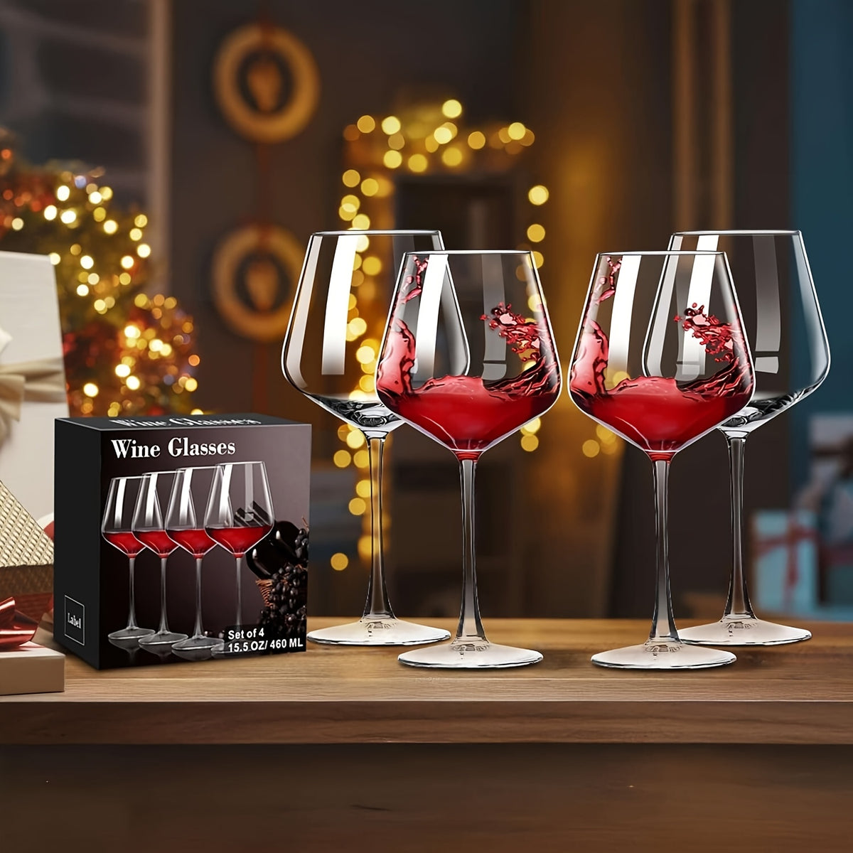 Burgundy Wine Glasses 460ml Artisan Crafted Red White Wine Glass 15.56oz for Women Men Weddings Birthdays Mother's Day Gift