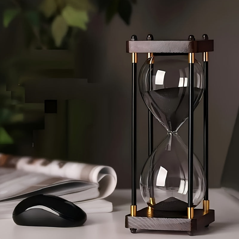 Decorative Hourglass Timer 60 Minute with Wooden Frame - Large Sand Timer for Kitchen Cooking, Home Office Bedroom Decor, Unique Gift for Birthday, Valentine's Day & Holidays