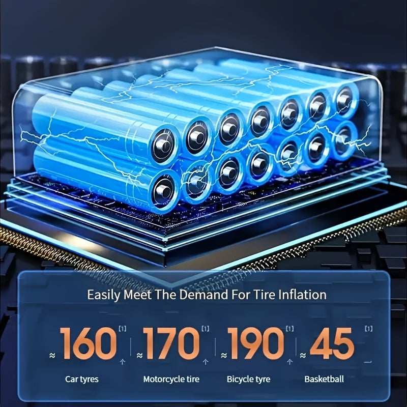 Portable Tire Inflator Cordless Air Compressor – 100W Digital Display, 4000mAh USB-C Fast Charge, 5 Modes, Multi-Nozzle, for Car Motorcycle Bicycle Tires & Sports Balls, 6 Colors