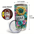 One Nana Tumbler Stainless Steel 20oz - Petal Floral Design Insulated Cup with Lid, Double Wall Vacuum Travel Mug for Hot & Cold Drinks, Gift for Mom Grandma Sister Office Camping