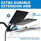 Rain Shower System with Handheld Showerhead 8/10/12 Inch Rainfall Head, All-Metal T-Splitter, 13-Inch Arm, 78-Inch Hose, 6-Function Spray Settings & Anti-Clogging Nozzle – Chrome & Black