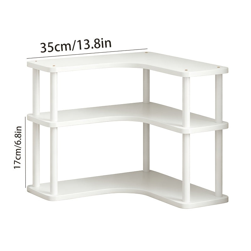 Corner Shelf Countertop Organizer, Triangular Multi-Tier Kitchen Storage Rack for Coffee Accessories, Cups, Spices & Kitchen Essentials, Space-Saving Corner Stand for Counter, Bathroom & Office