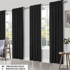 100% Blackout Curtains Rod Pocket 4 Panels - Thermal Insulated Energy Saving Drapes for Bedroom Living Room, 38" & 52" Wide 54"–108" Long, 7 Colors