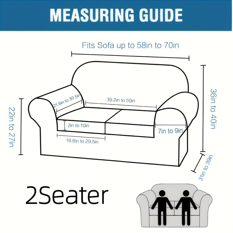 Grid Pattern Elastic Sofa Cover – Anti-Slip Full Coverage Stretchable Sofa Protector Machine Washable Classic Design for Living Room Bedroom Office