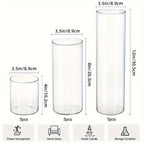 Glass Cylinder Vases Bulk Set 15/18/24/48pcs - 3 Sizes (4"/8"/12") Clear Candle Holders, Tall Flower Vases for Wedding Centerpieces, Party & Halloween Decorations, Home Decor