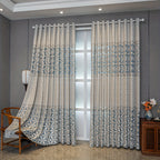 American Retro Velvet Curtains Set of 2 Panels - Semi-Sheer Contrast, Top Loop, Bedroom Living Room Study Home Decor