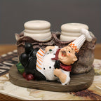 Chef Statue Salt and Pepper Shaker Set – Resin Decorative Chef Spice Jar Holder for Kitchen, Dining Room, Cafe & Coffee Shop Desktop – 4 Styles