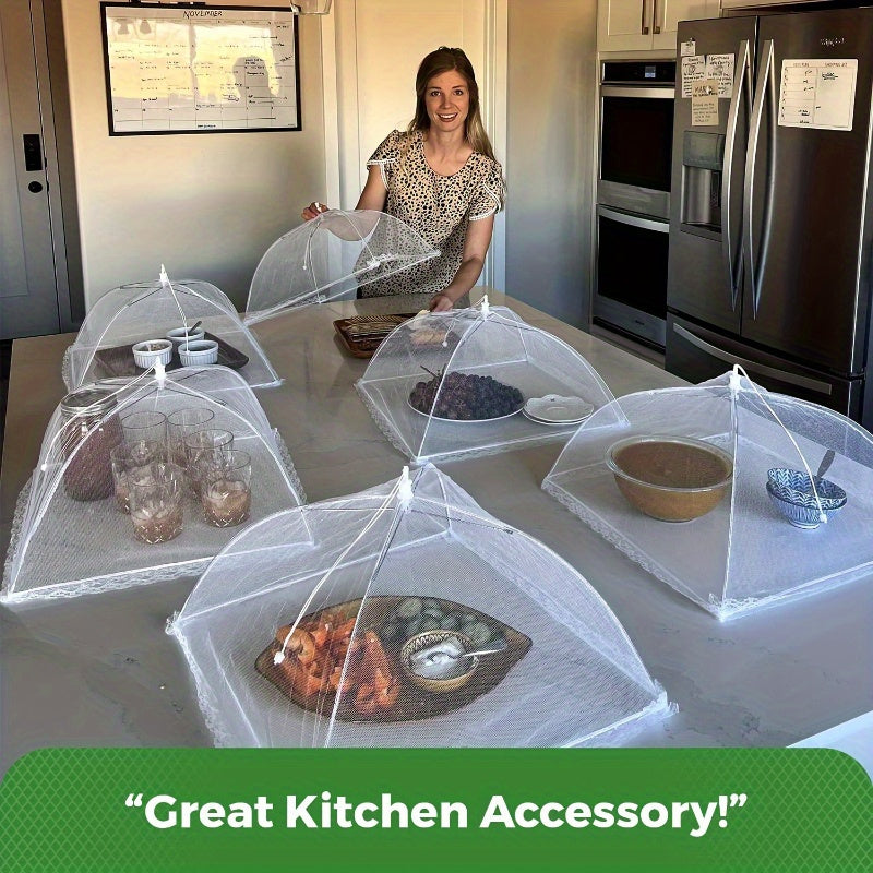 Foldable Pop-Up Food Cover Umbrella Tent with Screen Net Plate Protector 3 Pack Bug Shield for Outdoor Picnic BBQ Camping No Assembly Required White