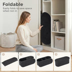 Folding Storage Ottoman Bench – Oval Round Cushioned Foot Stool with Storage Chest, 250 lb Capacity, 30" & 43", Black & White