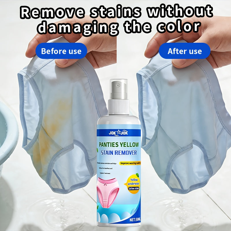 Underwear Stain Remover Liquid 1.69oz, Removes Urine Sweat & Yellow Stains, Deep Clean Deodorize Paraben-Free Formula for Sensitive Skin Daily Fabric Care