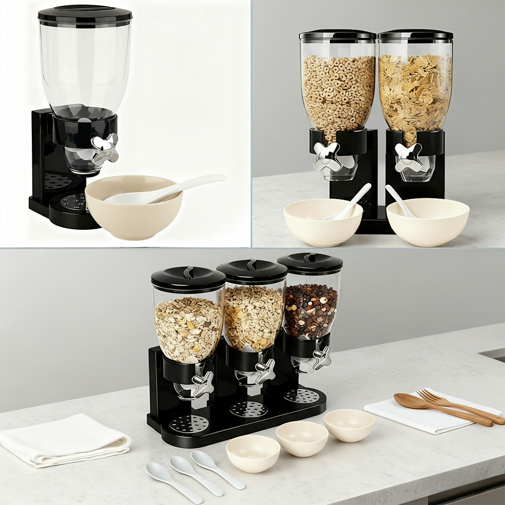 Dry Food & Candy Dispenser with Spoon, Bowl & Lid – 17.5oz Countertop Snack Organizer for Pantry, Oatmeal, Nuts, Granola & Treats
