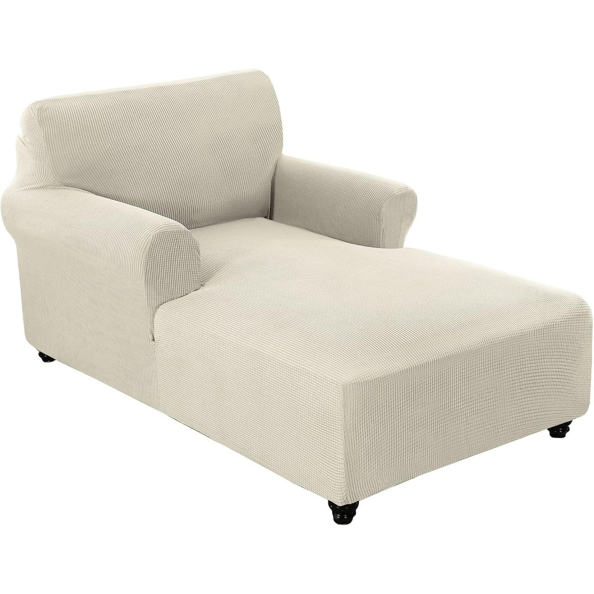 Chaise Lounge Cover Stretch Slipcover – Jacquard Lattice Fabric, Soft Machine Washable Chair Cover with No or Double Armrests for Living Room Bedroom, 11 Colors