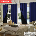 100% Blackout Curtains 4-Panel – Coated Lining Grommet Top for Total Darkness, Privacy Drapes for Bedroom Living Room Kitchen Bathroom, 8 Colors 9 Sizes