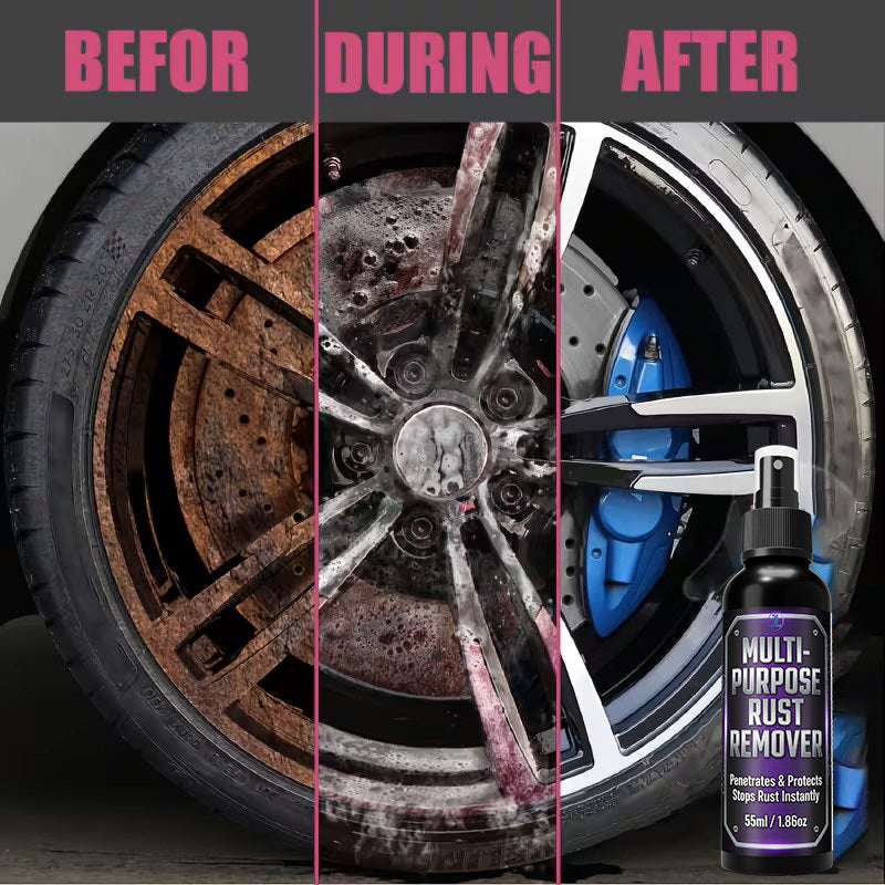 Metal Rust Remover Spray Kit – Dissolves Rust & Oxidation, Polishes & Protects Chrome & Stainless Steel, Includes Glove & Sponge