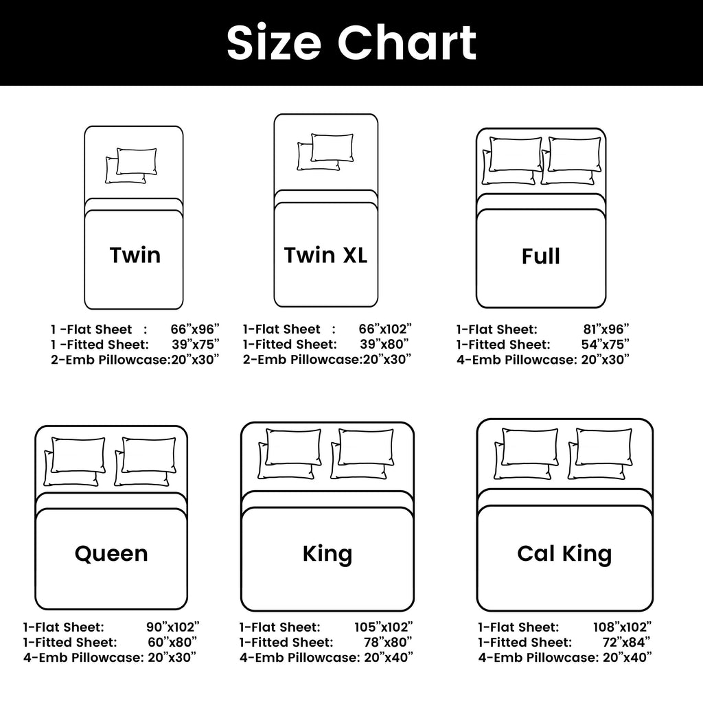 Brushed Microfiber Bed Sheet Set 6 Piece with Embroidered Pillowcases - Hotel Luxury Deep Pocket 16 Inch, Soft Breathable All Season, 24 Colors, Twin Twin XL Full Queen King Cal King
