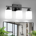 3-Light Modern Vanity Light Fixture Wall Sconce with Milk White Glass Shade E26 Socket - Bathroom Mirror Light for Living Room Bedroom Hallway, Golden / Brushed Nickel / Black