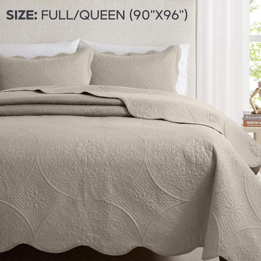 Luxury Quilted Bedspread Set 3 Piece Floral Coverlet with Pillow Shams Breathable Lightweight All Season - Twin Queen King California King 16 Colors