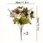 Artificial Peony Flowers 2 Bundles 26 Branches Lifelike Champagne Light Pink Fake Flower Bouquet – Wedding Home Decor French Country Floral Arrangement