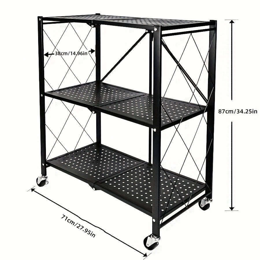 3/4/5-Tier Rolling Storage Rack with Wheels – No Assembly Required Portable Floor-Standing Multi-Layer Shelving Unit for Outdoor, Garage, Kitchen & Home