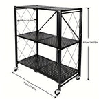 3/4/5-Tier Rolling Storage Rack with Wheels – No Assembly Required Portable Floor-Standing Multi-Layer Shelving Unit for Outdoor, Garage, Kitchen & Home
