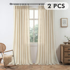 Pinch Pleated Textured Semi-Sheer Curtains – Farmhouse & Modern Rustic, Back Tab | Living Room & Bedroom | 2 Colors, 12 Sizes | Packs of 2 & 4 | Nuvia Haven