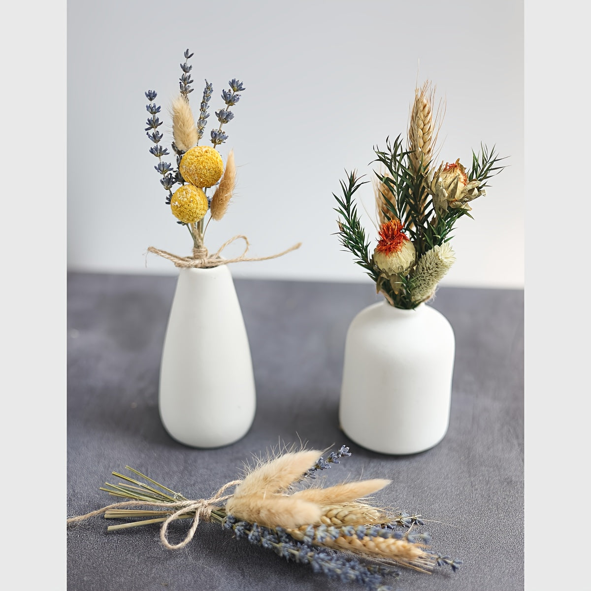 Boho Dried Flower Bouquet with Pampas Grass - Bohemian Wedding Centerpiece, Cake Flowers & Groom Boutonniere, Long-Lasting Botanical Arrangement for Home & Event Decor