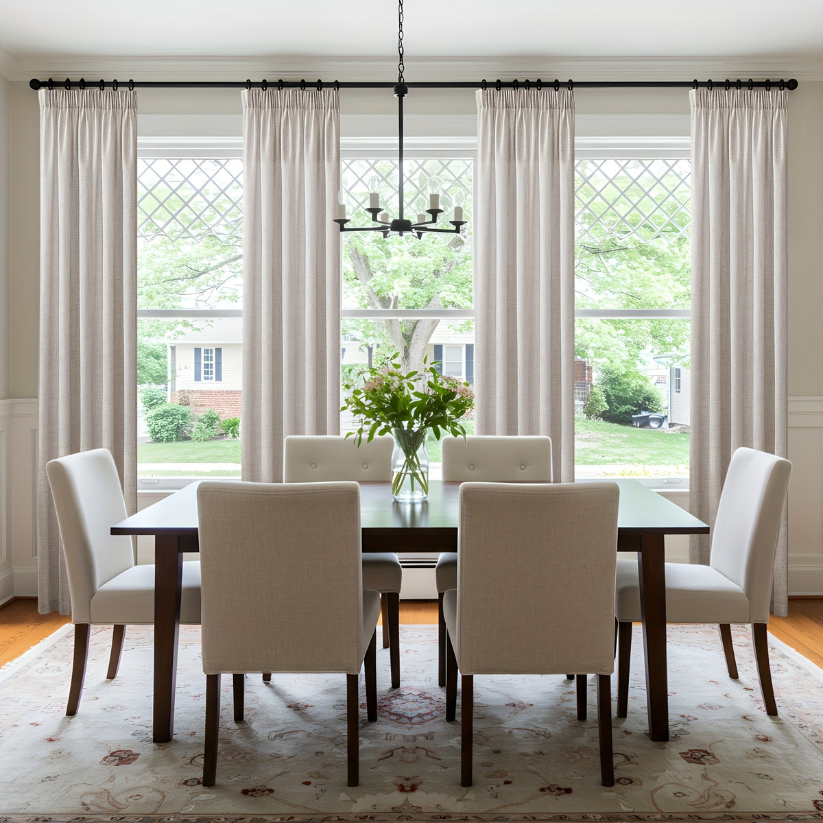 Burlap Textured Semi-Sheer Curtains Rod Pocket 2-Panel Set | Light Filtering Farmhouse Drapes for Living Room Bedroom Bathroom, W52" × H84"/96"/108", Light Grey Natural White