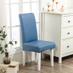 Dining Chair Covers Waterproof PU Leather Stretch Slipcover Set of 4 or 6 | Oil-Proof Universal Chair Protector for Dining Room Kitchen Hotel, 9 Colors