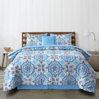 5-Piece Comforter Set – Reversible Quilted Down Alternative Bedding Set with Pillow Shams, Bed Skirt & Cushion | All Season | Twin, Queen, King