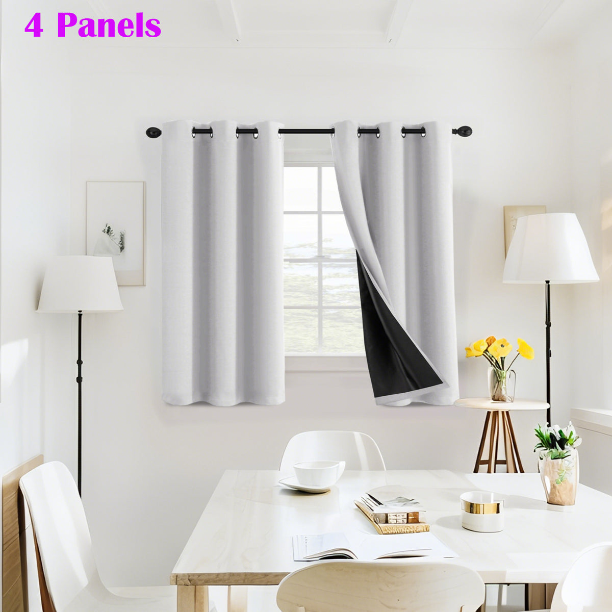 100% Blackout Window Curtains - 4 Panels, Full Light Blocking, Thermal Insulated Drapes with Black Liner | Soft Brushed Fabric
