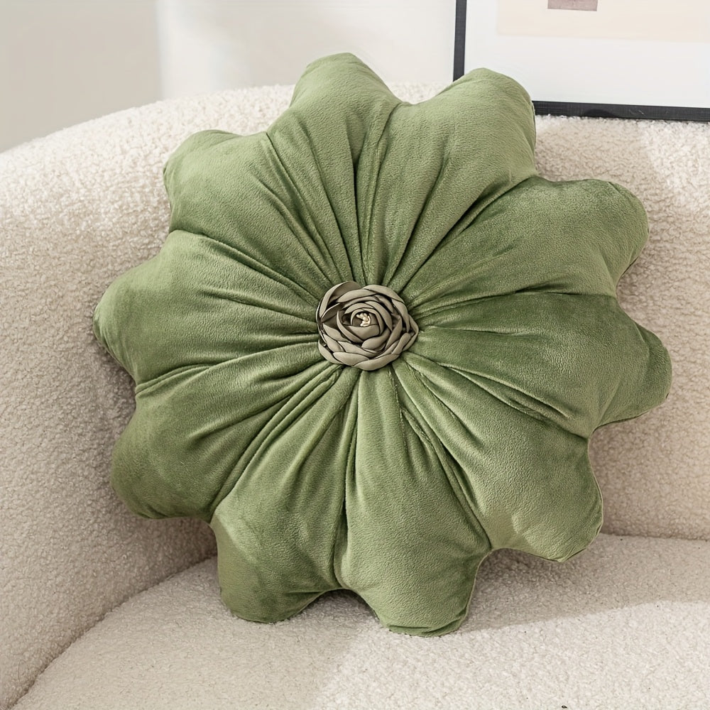 Velvet Flower-Shaped Throw Pillow with Pillow Core - Elegant Round Cushion for Sofa Bed and Living Room Decor Christmas Home Decoration Gift