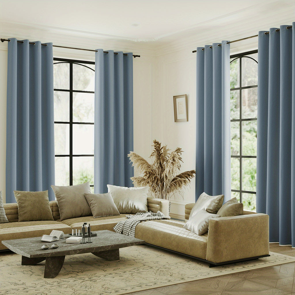 100% Blackout Window Curtains - 4 Panels, Full Light Blocking, Thermal Insulated Drapes with Black Liner | Soft Brushed Fabric