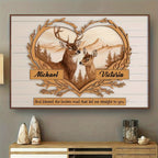 Personalized Couples Canvas Wall Art - Custom Deer & Mountains 2D Flat Print with Two Names, Romantic Gift for Couples, Anniversary Wedding Bedroom Decor