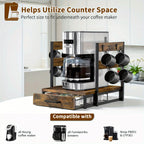 K-Cup Holder Drawer Coffee Pod Organizer for Counter with Mug Rack & Coffee Maker Stand – 35-Pod Capacity Kitchen Countertop Storage for Home & Office