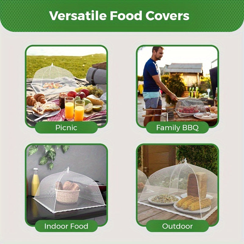 Foldable Pop-Up Food Cover Umbrella Tent with Screen Net Plate Protector 3 Pack Bug Shield for Outdoor Picnic BBQ Camping No Assembly Required White