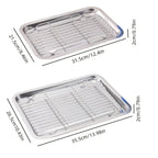 Stainless Steel Baking Tray Set with Cooling Rack & Mesh Basket - 12.5x8.6 Inch Cookie Sheet for Oven Baking, BBQ, Roasting & Vegetable Prep, Multi-Use Kitchen Set for Holiday Cooking